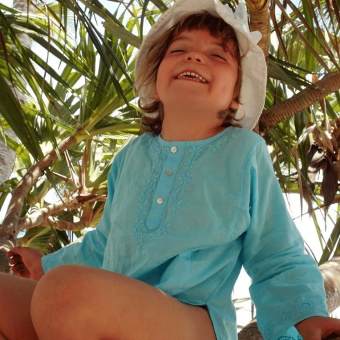 Flower embroidered kaftan - KAFTANS & TUNICS - Tortue de Mer